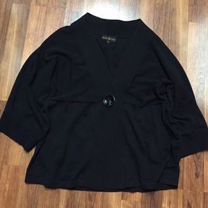 Loose Black Cinnamon Cinder Sweater w Button Front